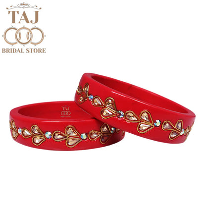 Designer Lac Kada Bangles with Exquisite Kundan Work (Set of 2)