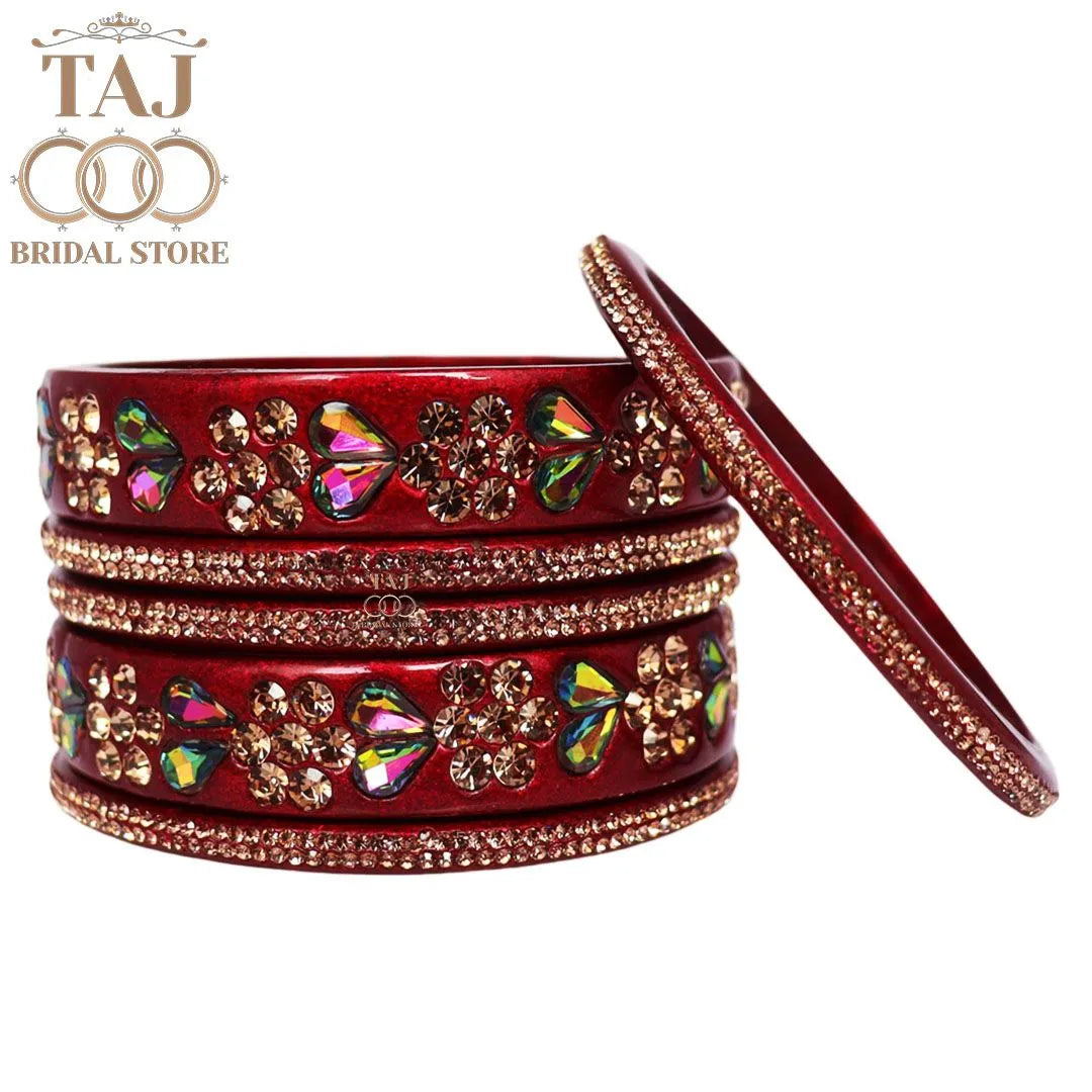 Rajasthani Short Lac Bangles Set in Latest Kundan & Rhinestons Design