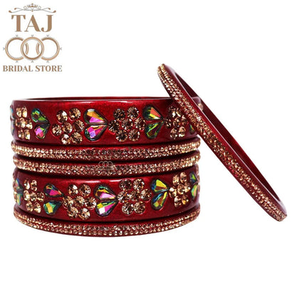 Rajasthani Short Lac Bangles Set in Latest Kundan & Rhinestons Design