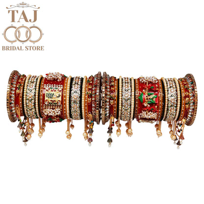 Royal Rajwadi Wedding Bangle Set with Beautiful Peacock & Doli Motifs