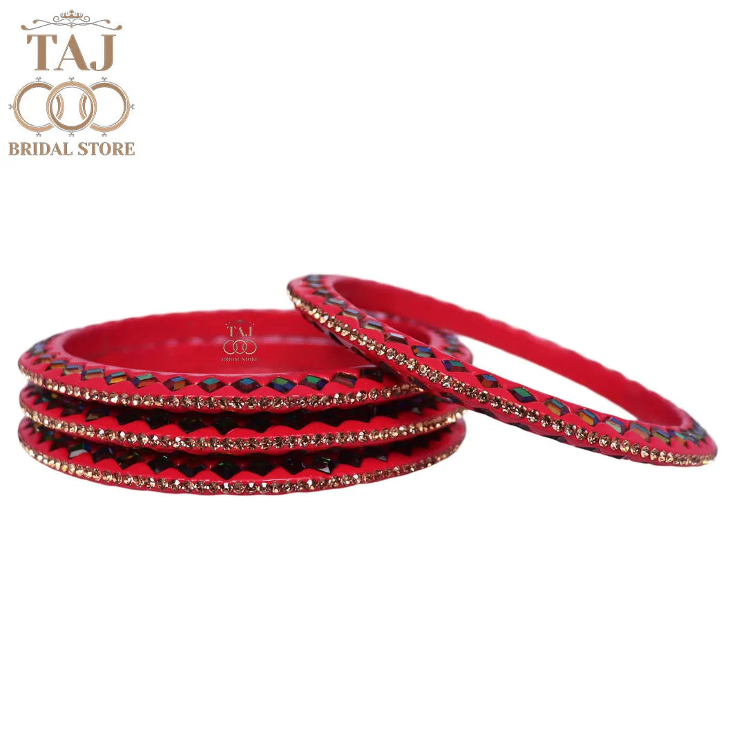 Rajasthani Fancy Lac Kada Bangles in Latest Kundan Rhinestones Design