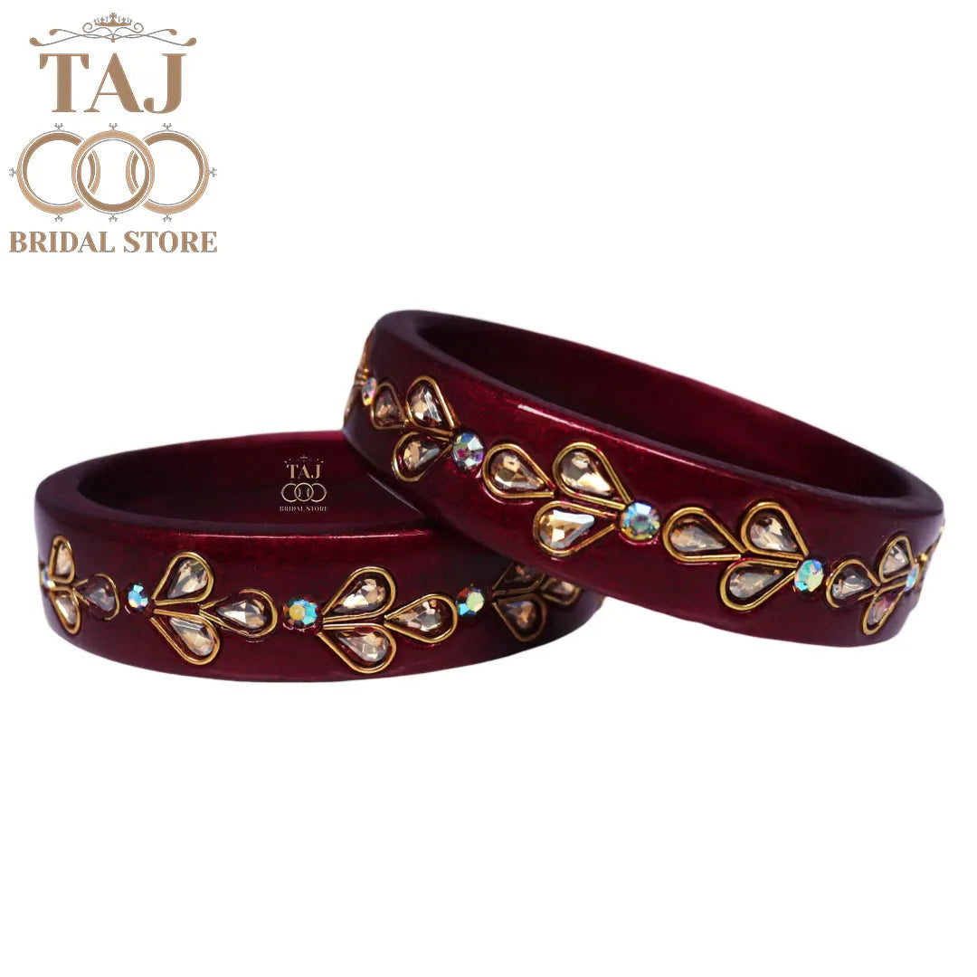 Designer Lac Kada Bangles with Exquisite Kundan Work (Set of 2)