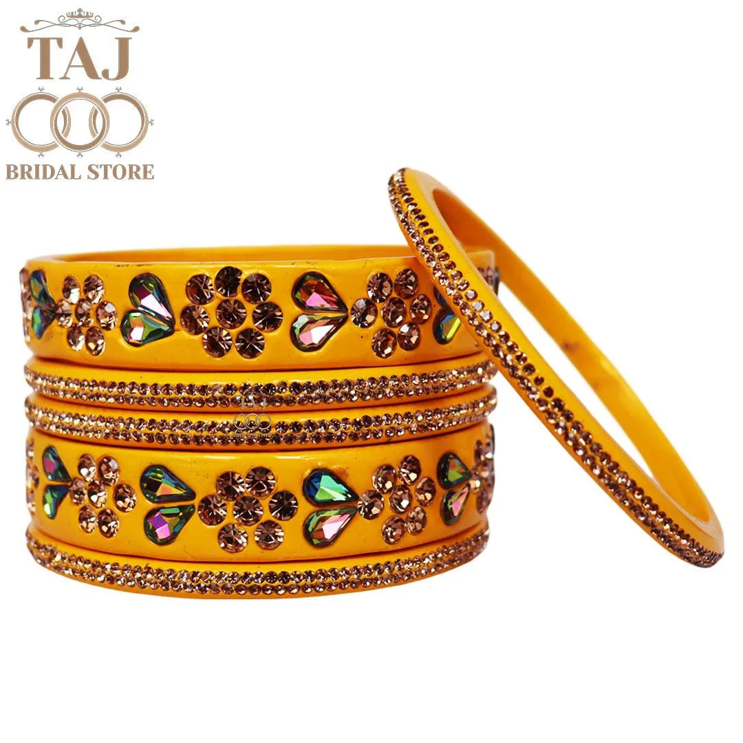 Rajasthani Short Lac Bangles Set in Latest Kundan & Rhinestons Design