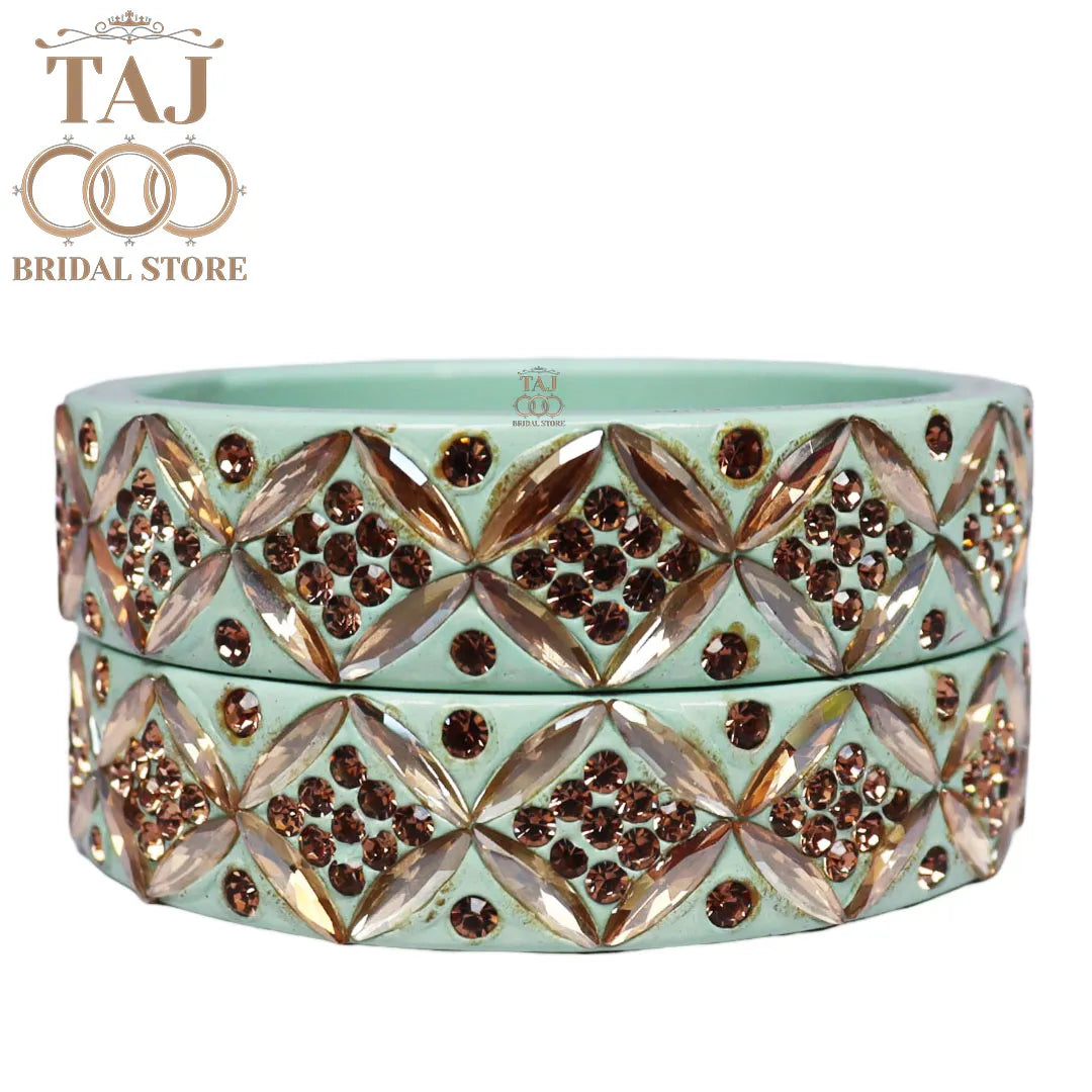 Traditional Rajasthani Lac Kada Bangles with Kundan and Rhinestones