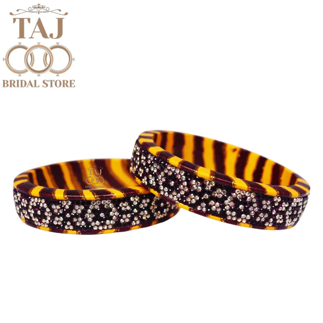 Lac Rajasthani Kada Bangles in Latest Rhinestons Design (Set of 2)