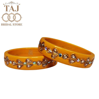 Designer Lac Kada Bangles with Exquisite Kundan Work (Set of 2)