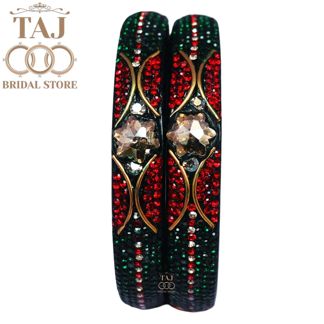 Handmade Rajasthani Kada Featuring Dazzling Rhinestones (Set of 2)