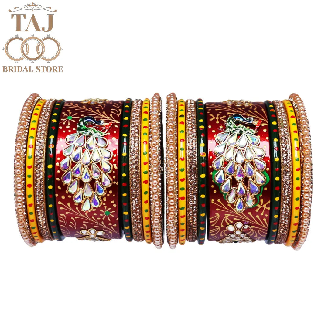 Diwali Special Lac Bangle Set with Beautiful Peacock Design