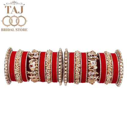 Elegant Wedding Bangle Set with Dulha-Dulhan & Elephant Motifs