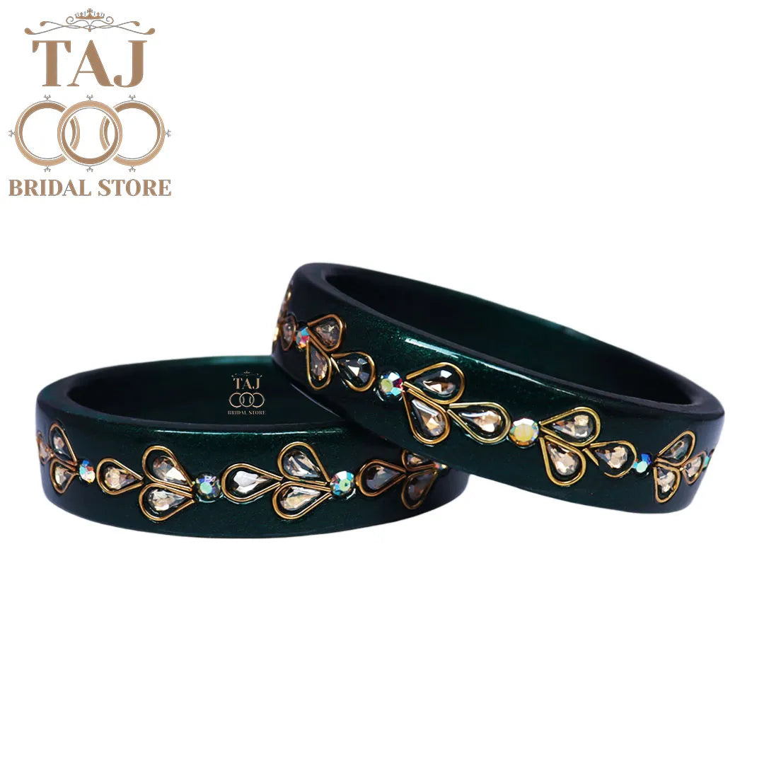 Designer Lac Kada Bangles with Exquisite Kundan Work (Set of 2)