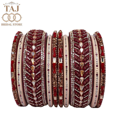 Women Lac Short Bangles Set With Latest Kundan Rhinestones Design