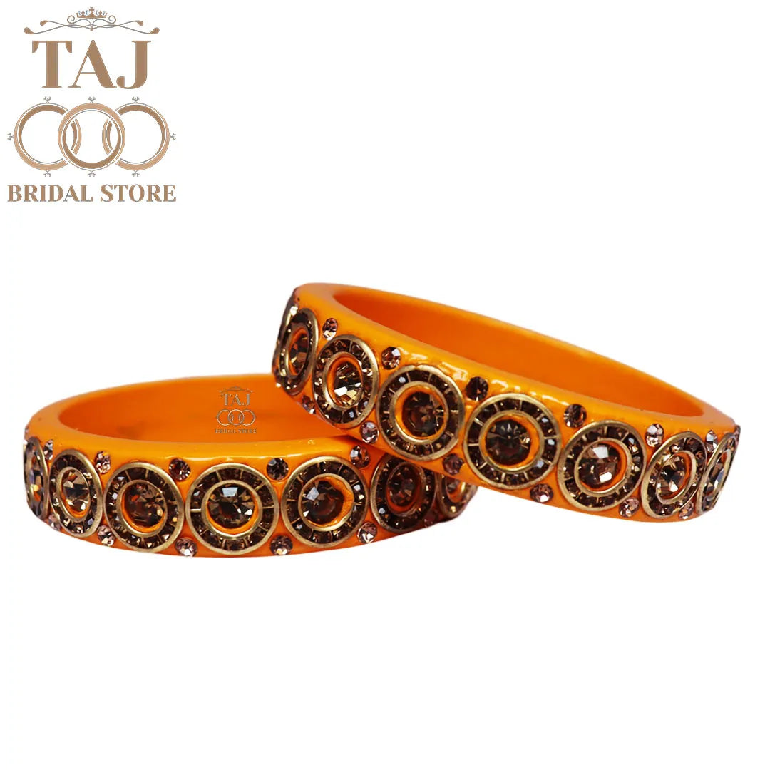 Elegant Lac Kada Bangles with Stunning Stones (Set of 2)