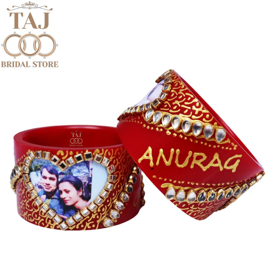 Bridal Bangles with Couple Name and Photo