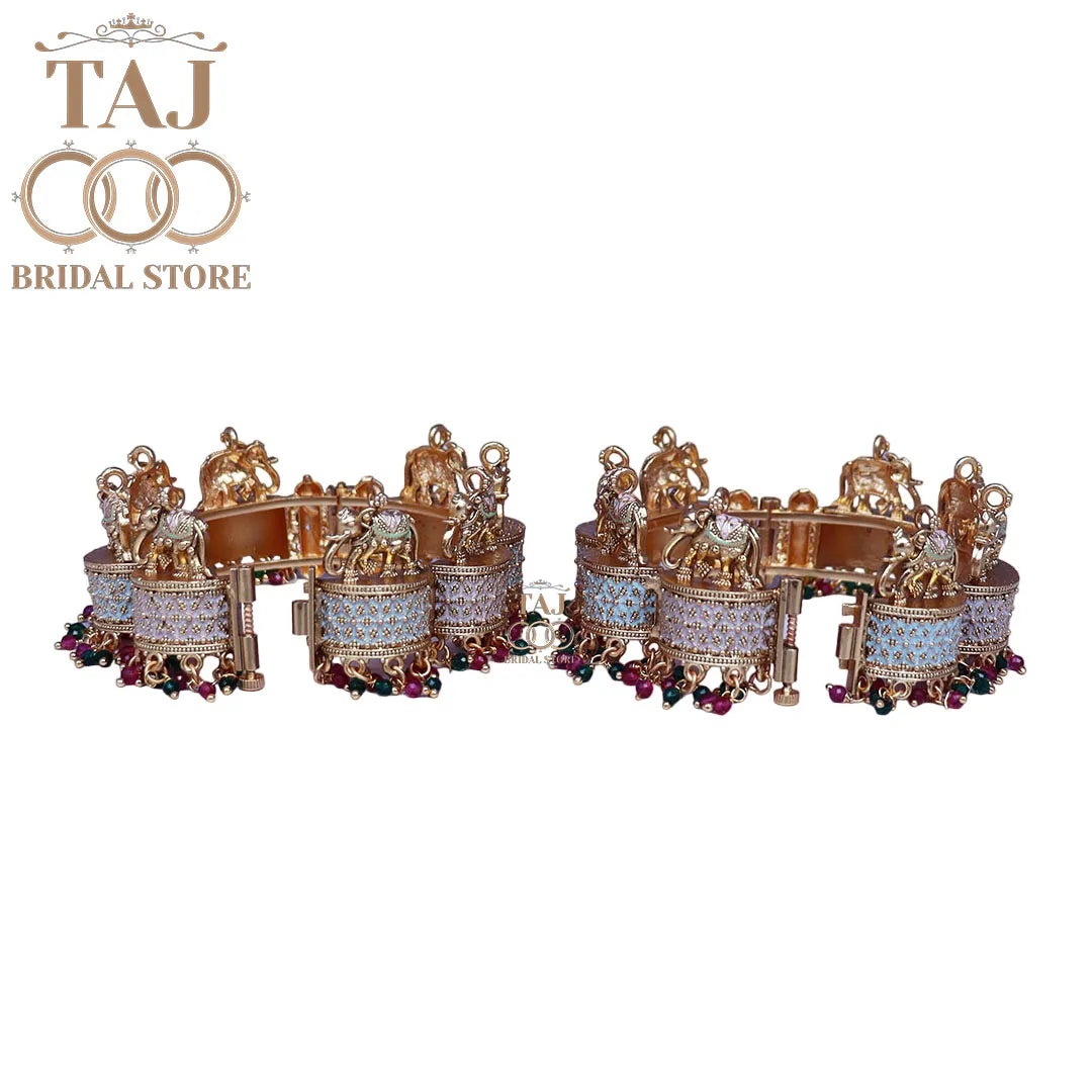 Rajwadi Metal Kada With Beautiful Latest Elephant Design (Pack of 2) Taj Bridal Store