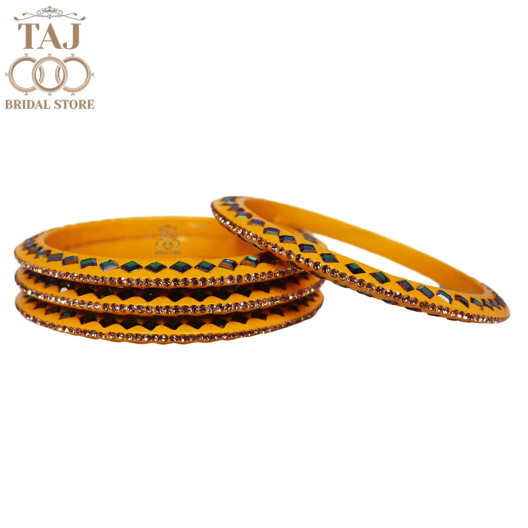 Rajasthani Fancy Lac Kada Bangles in Latest Kundan Rhinestones Design