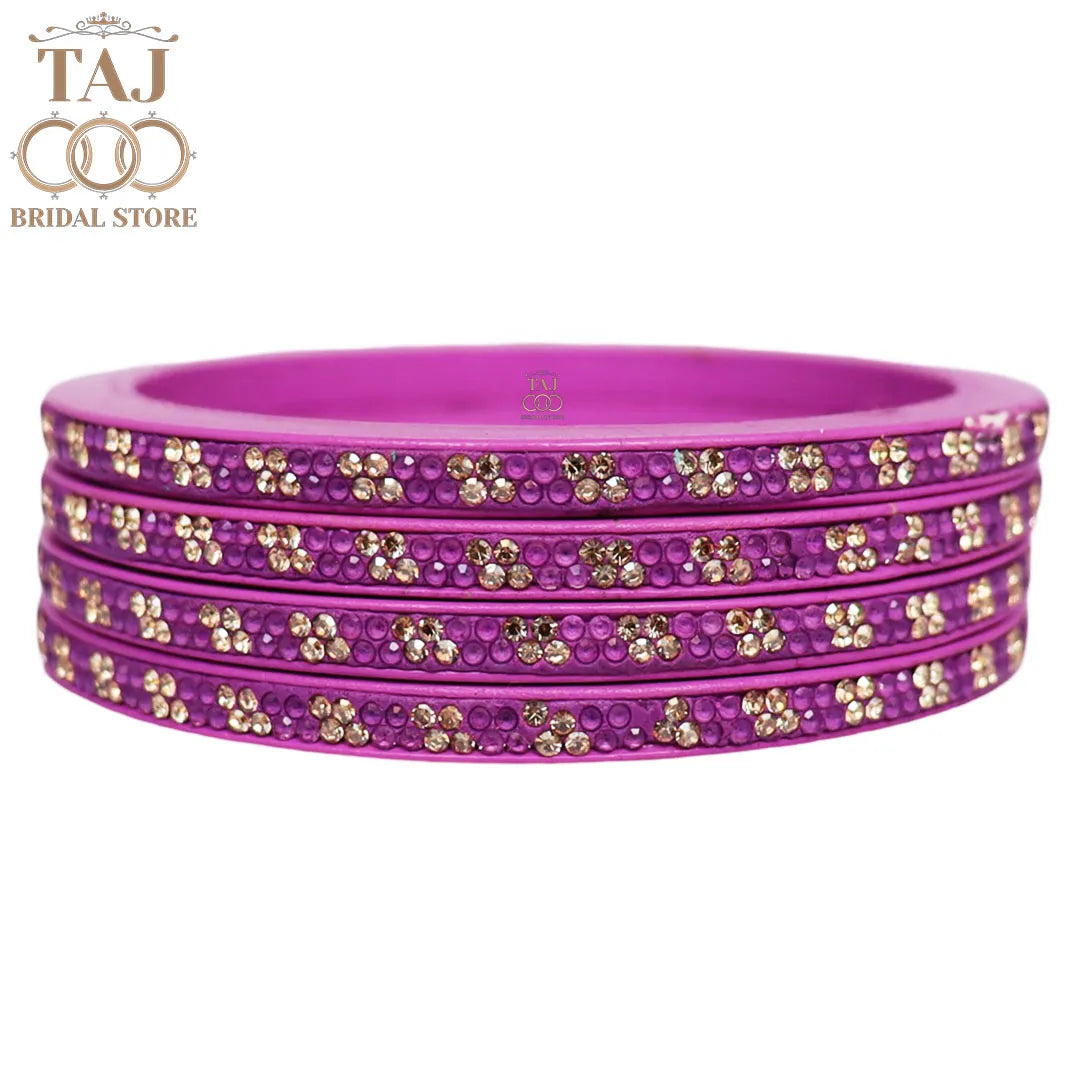 Designer Lac Bangles Set in Latest Traditional Rhinestones Design