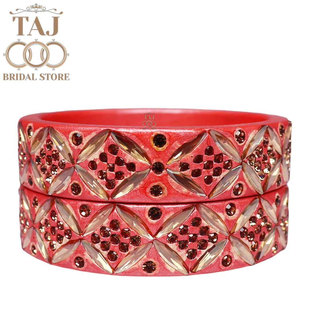 Traditional Rajasthani Lac Kada Bangles with Kundan and Rhinestones