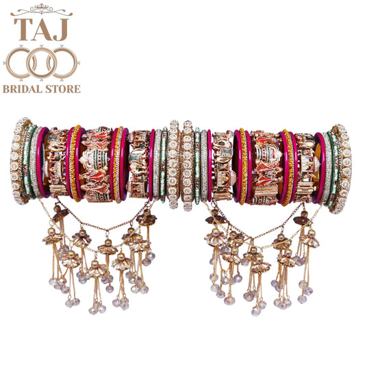 Premium Wedding Bangle Set with Dulha Dulhan & Twinkling Latkan Design