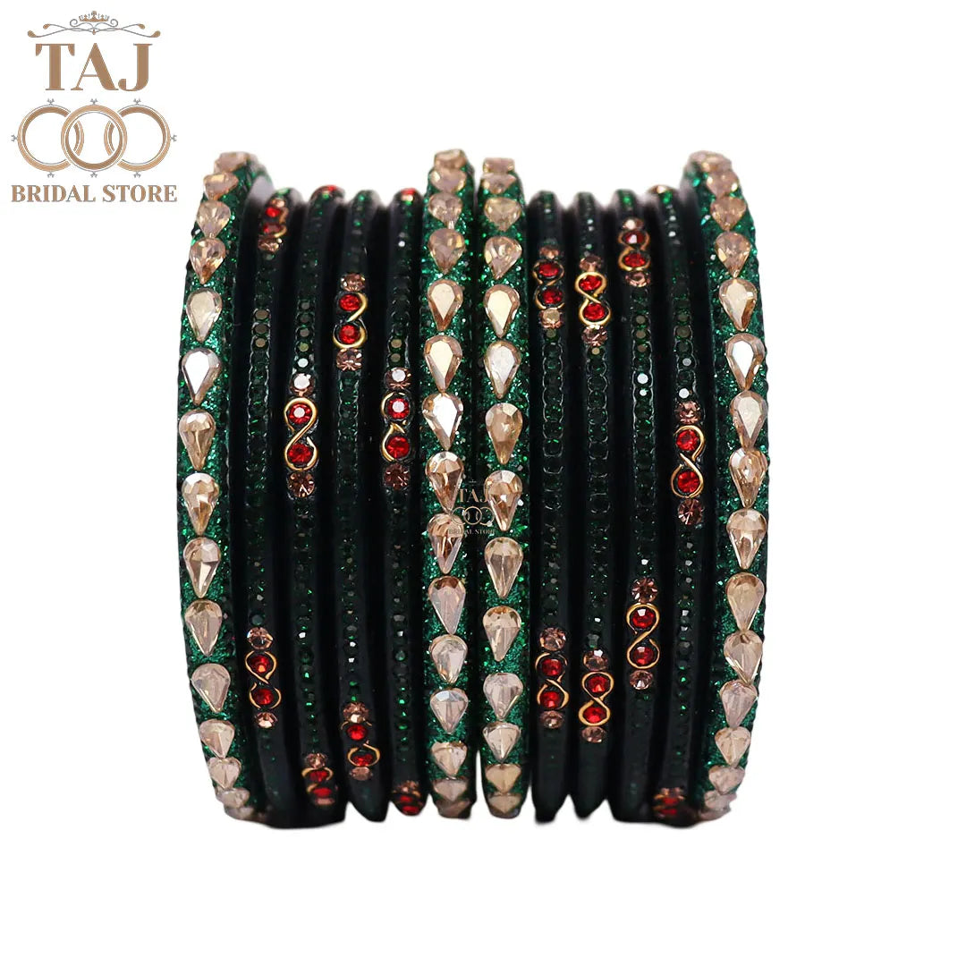 Rajasthani Short Lac Bangles Set With New Kundan Design
