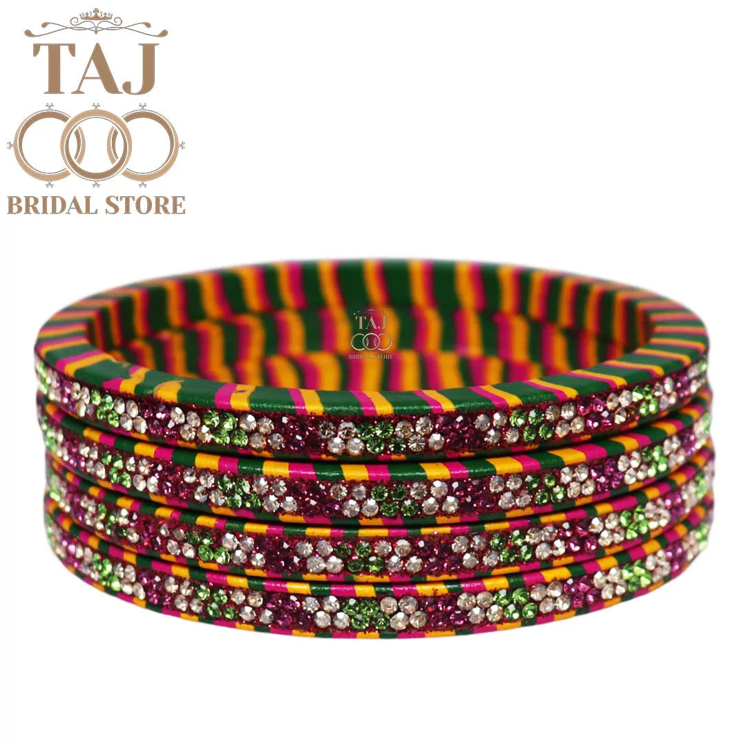 Rajasthani Lac Lehriya Kada Bangles (Set of 4)