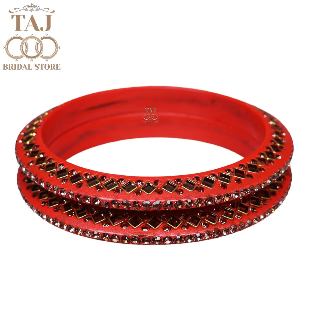 Traditional Kundan Lac Bangadi Bangles (Pack of 2)