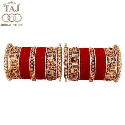 Rajasthani Bridal Bangles Set with Latest Elephant Motifs