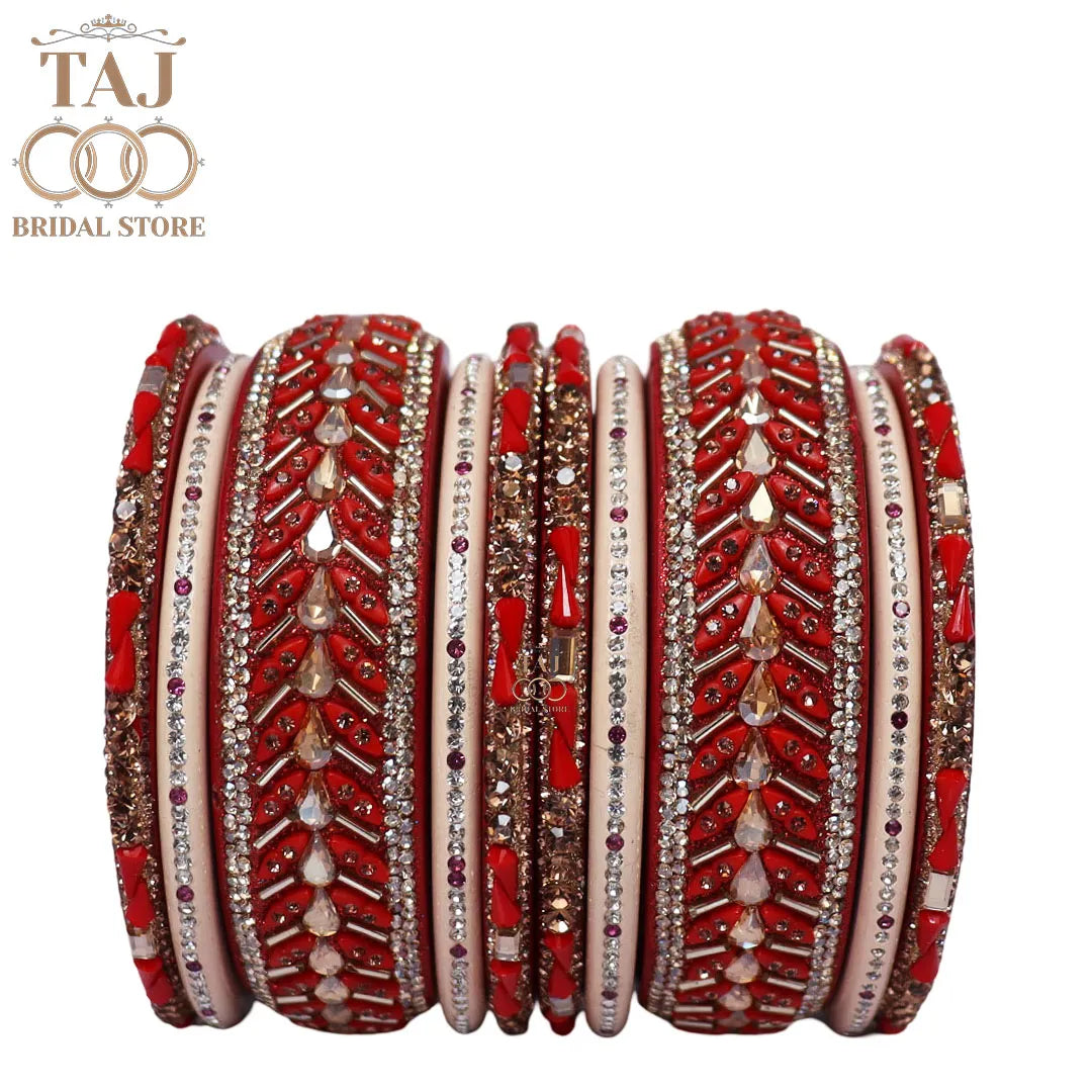Women Lac Short Bangles Set With Latest Kundan Rhinestones Design
