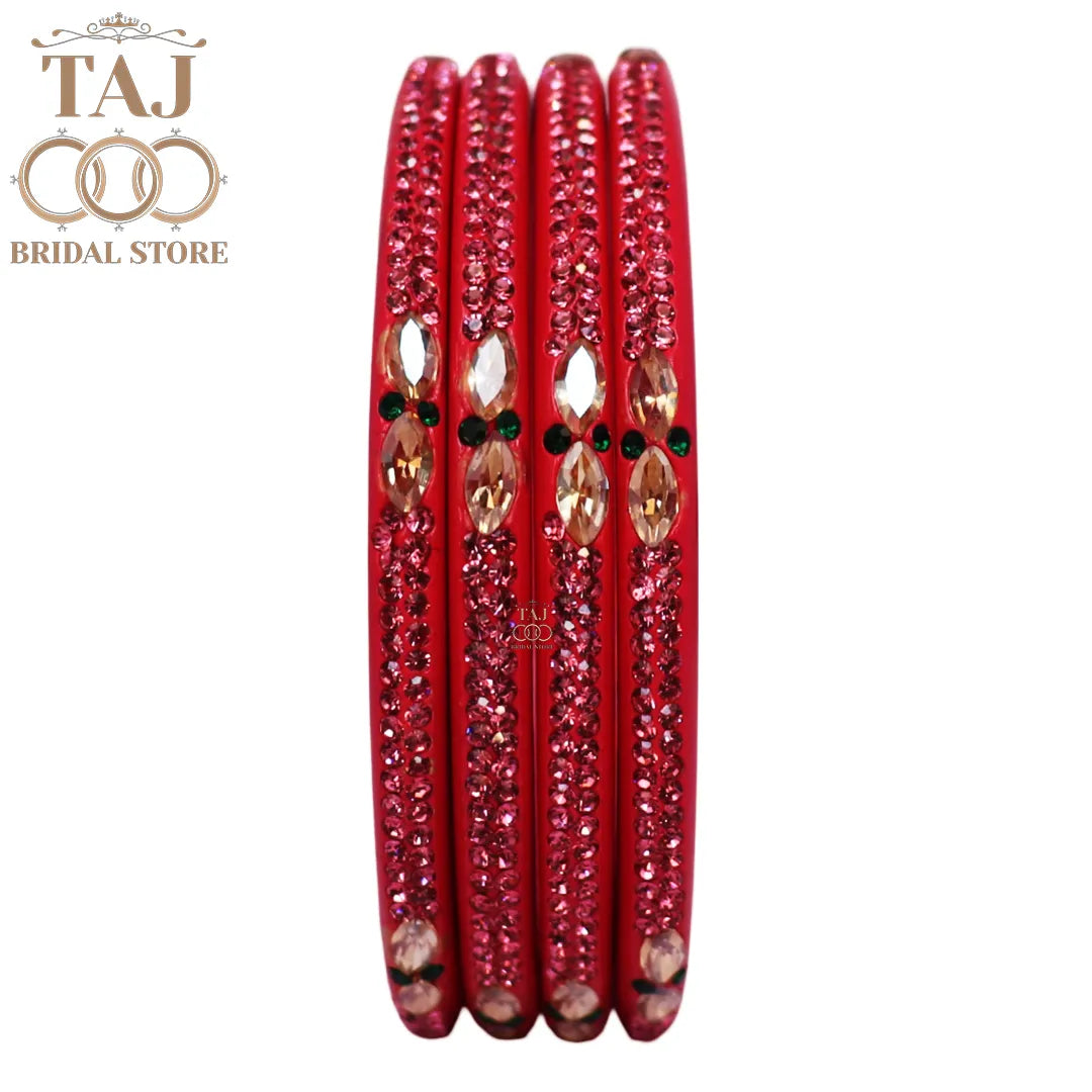 Kundan Lac Bangles with Beautiful Kundan and Rhinestones Design