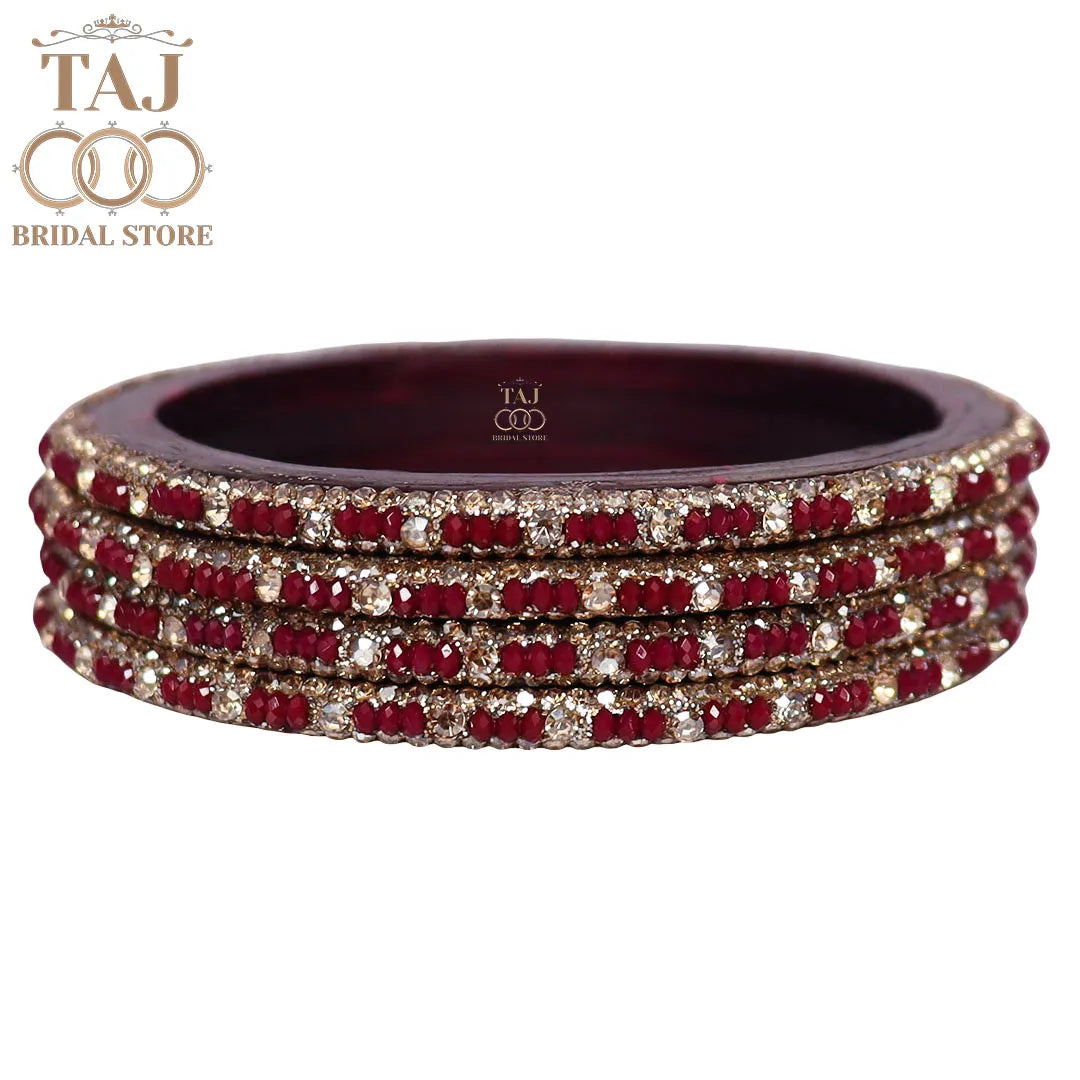 Handmade Lac Bangles For Women With Latest Rhinestones Design