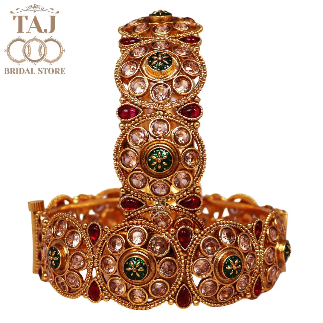 Premium Rajwadi Traditional Metal Kada Pair With Latest Kundan Design