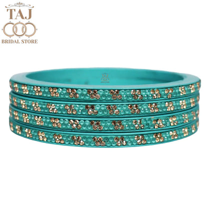 Designer Lac Bangles Set in Latest Traditional Rhinestones Design