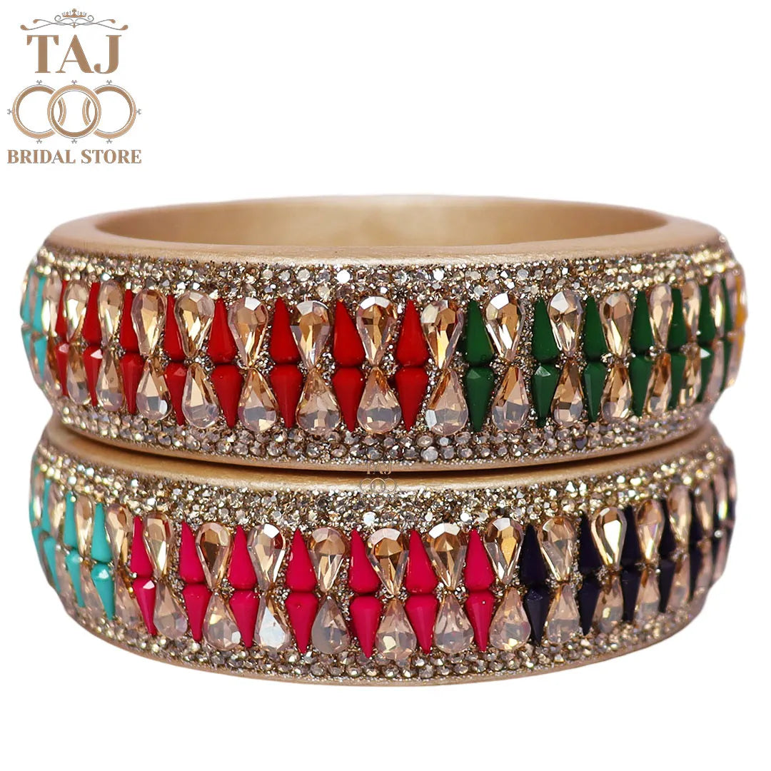Jaipuri Stylish Lac Kada Pair With New Kundan Design