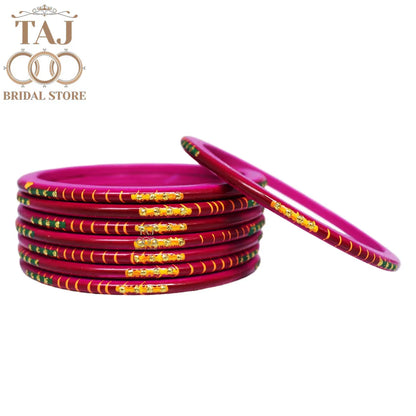 Rajasthani Plain Lac Bangles with Beautiful Handpaint Design