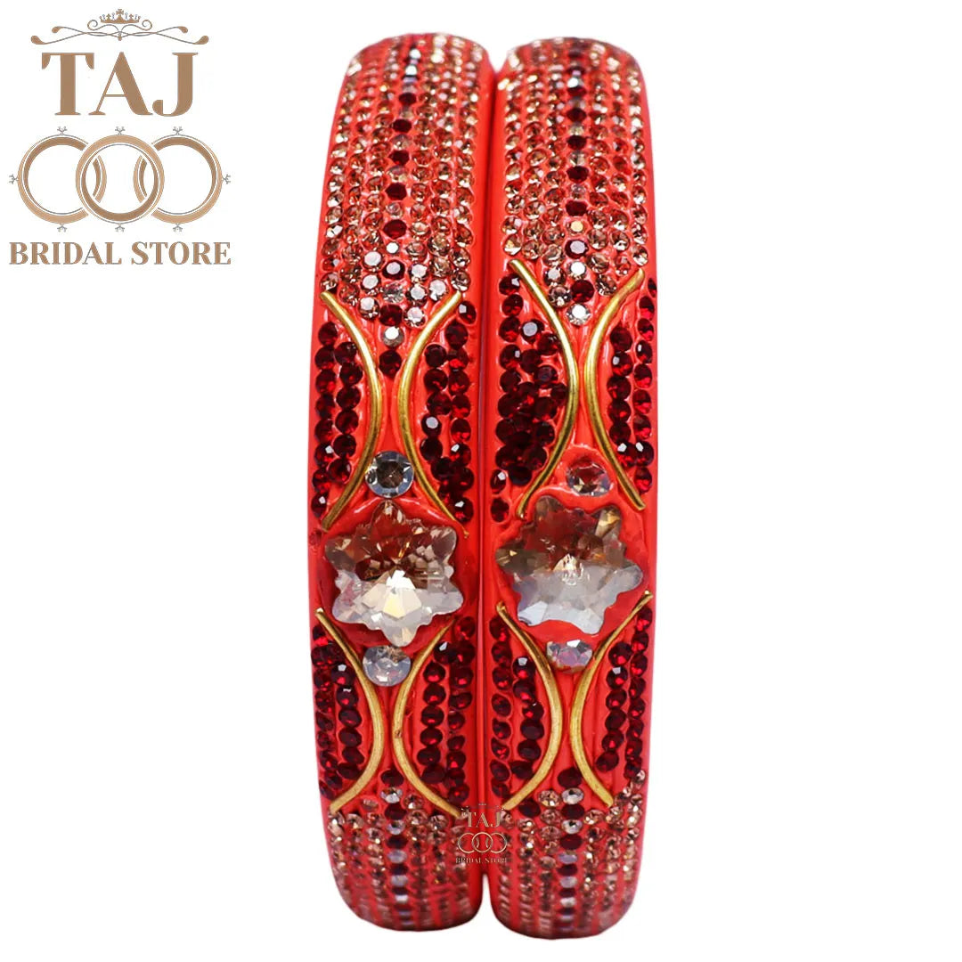 Handmade Rajasthani Kada Featuring Dazzling Rhinestones (Set of 2)