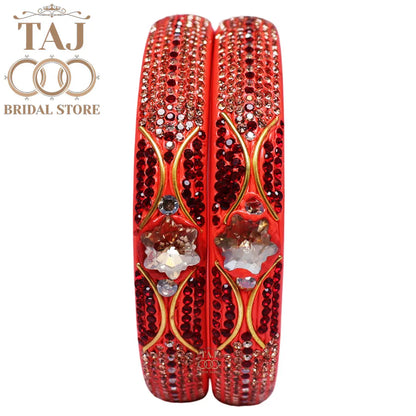 Handmade Rajasthani Kada Featuring Dazzling Rhinestones (Set of 2)