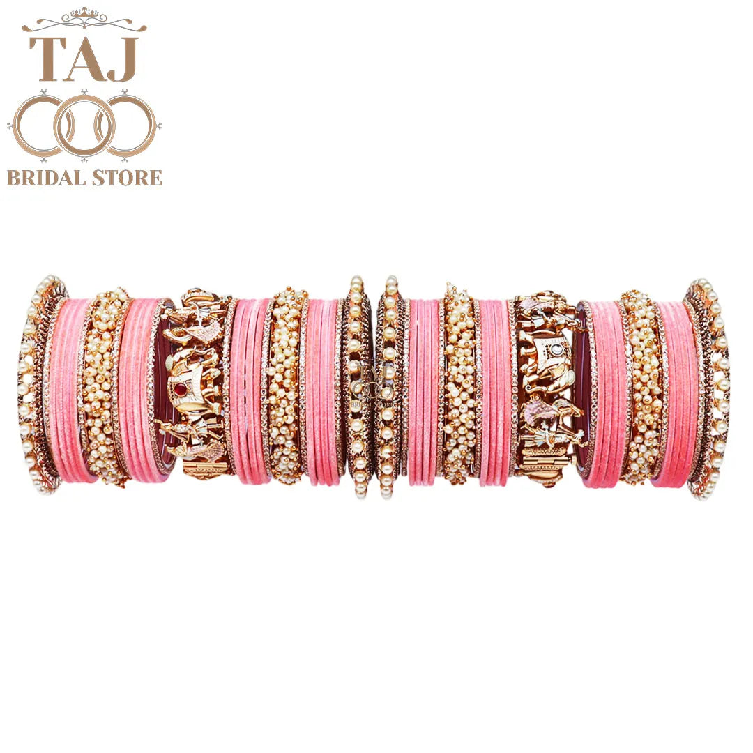 Elegant Wedding Bangle Set with Dulha-Dulhan & Elephant Motifs