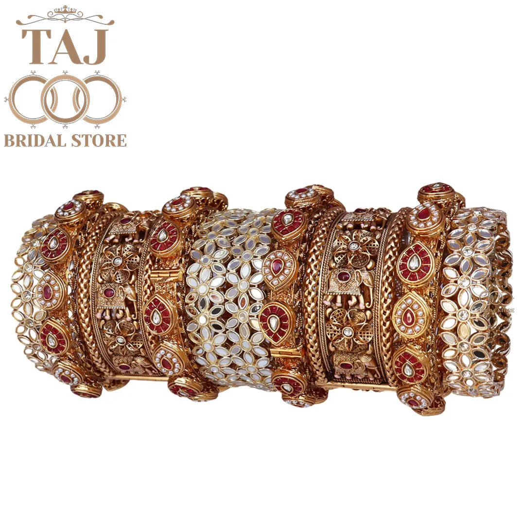 Designer Wedding Bangles Set With Beautiful New Elephant Design Kada