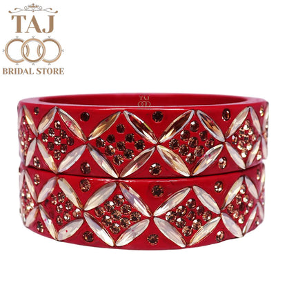 Traditional Rajasthani Lac Kada Bangles with Kundan and Rhinestones