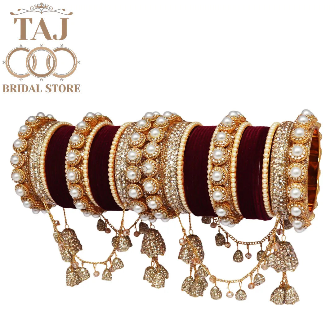 Rajwadi Style Bridal Bangles Set With Latest Jhoola Latkan Design