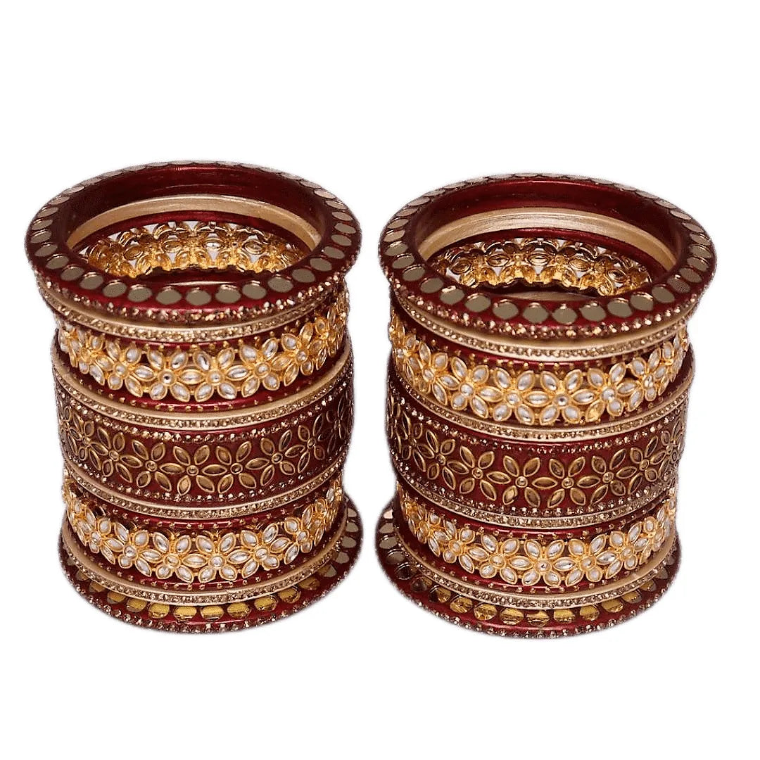 Lac Bangles with Beautiful Kundan Flower Design Taj Bridal Store