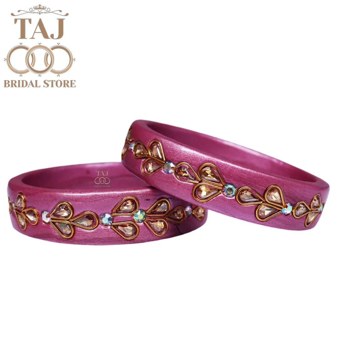 Designer Lac Kada Bangles with Exquisite Kundan Work (Set of 2)