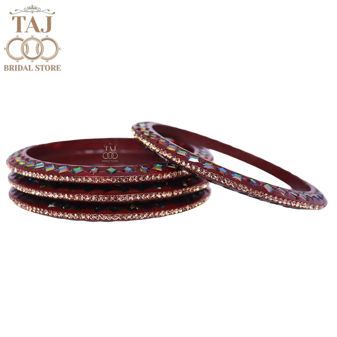 Rajasthani Fancy Lac Kada Bangles in Latest Kundan Rhinestones Design