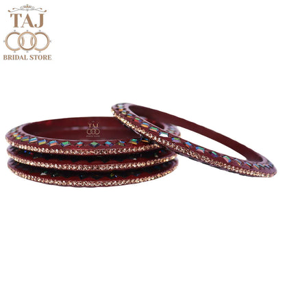 Rajasthani Fancy Lac Kada Bangles in Latest Kundan Rhinestones Design