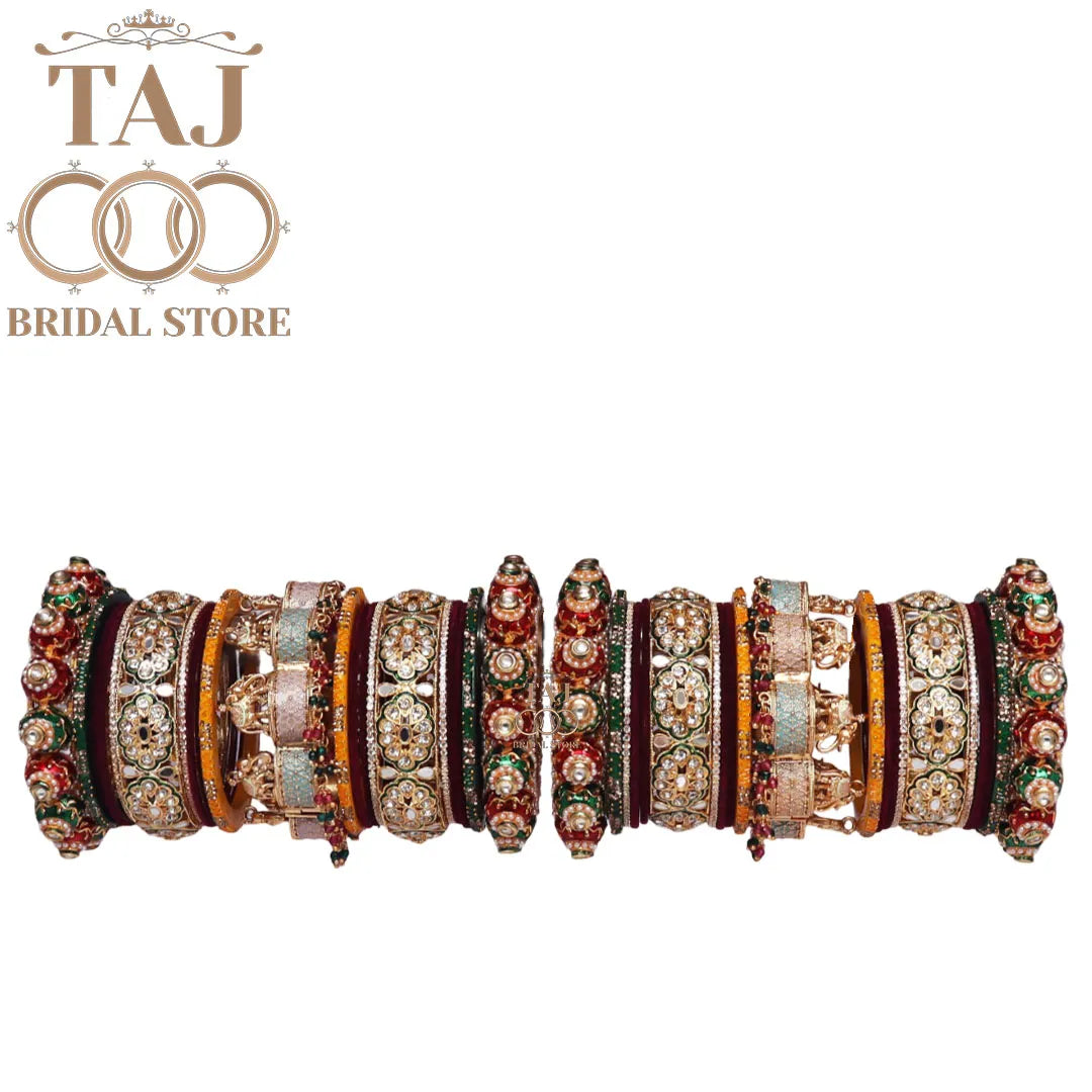 Rajasthani Rajwadi Wedding Chura With Beautiful Elephant Design Kada