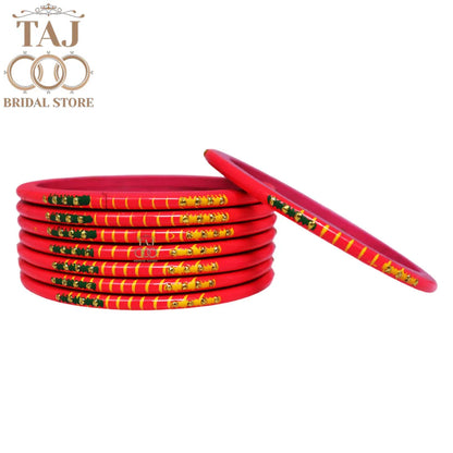 Rajasthani Plain Lac Bangles with Beautiful Handpaint Design