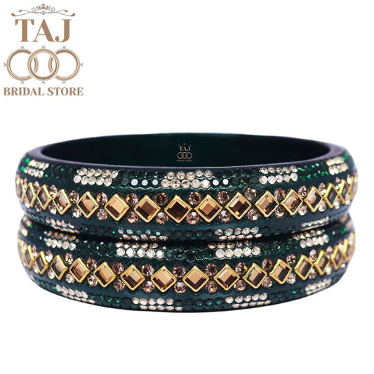 Traditional Lac Kada Bangles with Kundan and Rhinestones