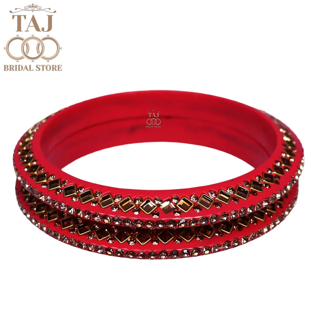 Traditional Kundan Lac Bangadi Bangles (Pack of 2)