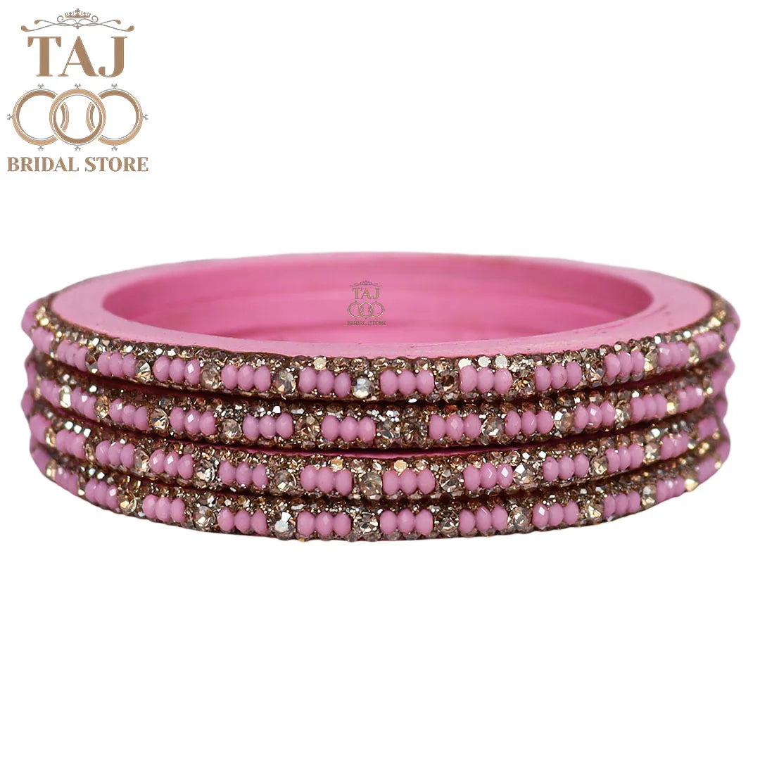 Handmade Lac Bangles For Women With Latest Rhinestones Design