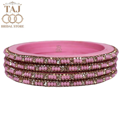 Handmade Lac Bangles For Women With Latest Rhinestones Design