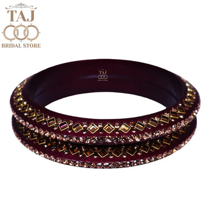 Traditional Kundan Lac Bangadi Bangles (Pack of 2)